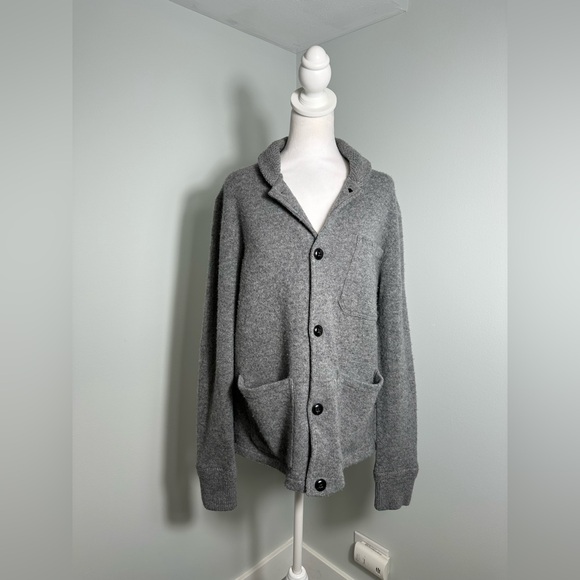 J.Crew Lambswool Shawl Collar Chore Cardigan in Gray Size Medium - Picture 3 of 16